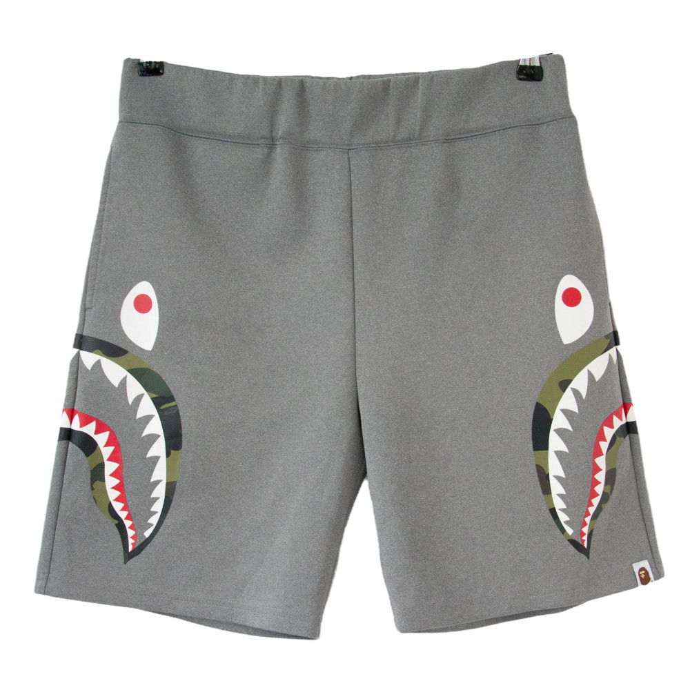 Bape Double Knit Side Shark Shorts (Grey)